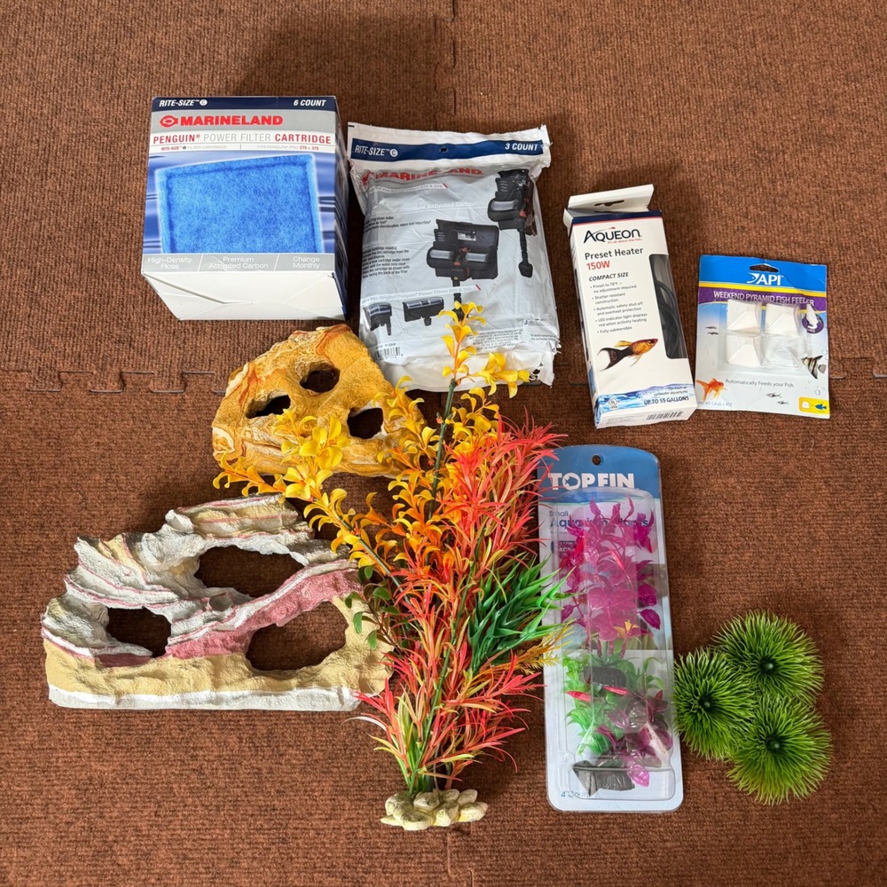 Aquarium Supply Lot Aqueon‎ 150W Heater Marineland Filter Cartridges Decor API